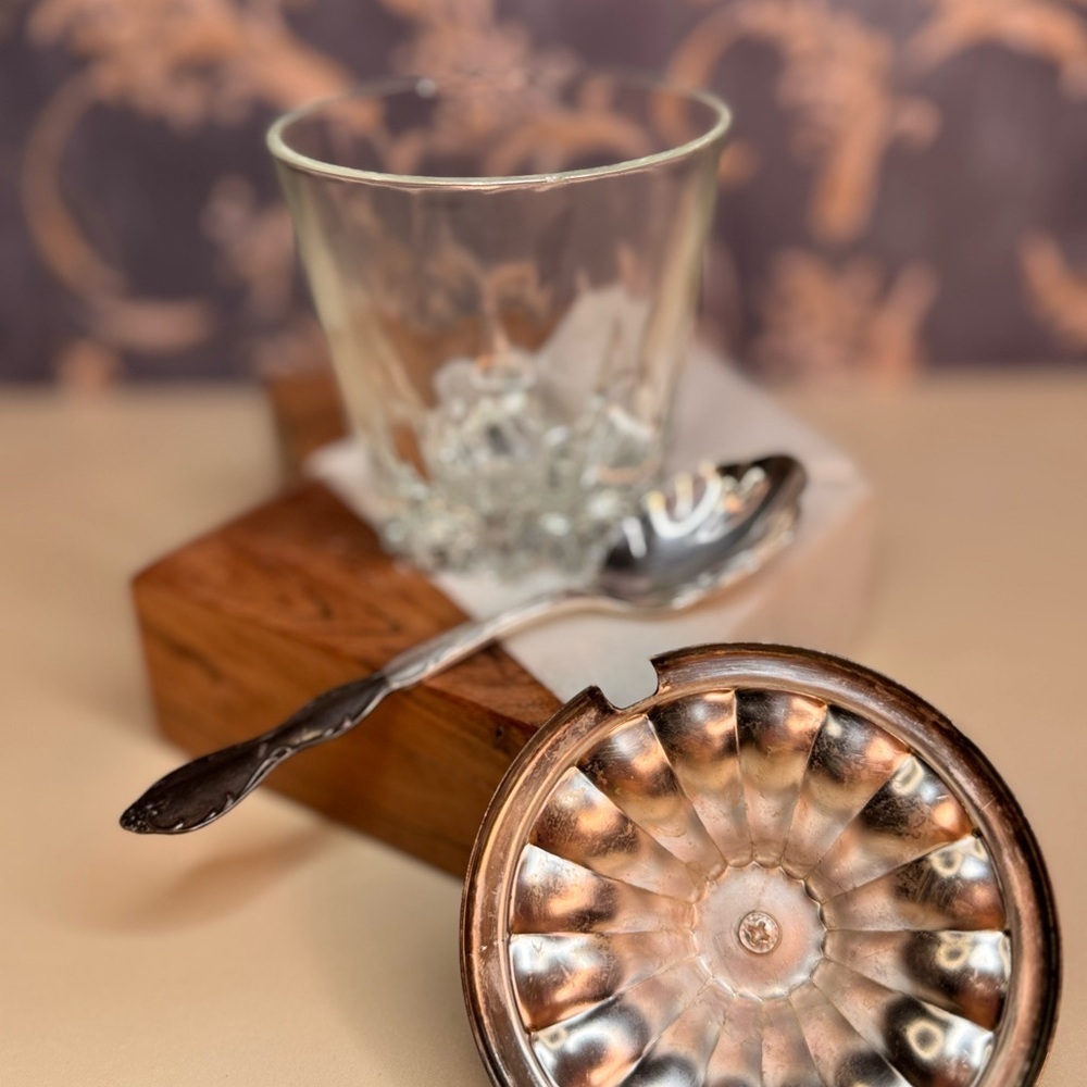 Vintage Glass Sugar Dish with Silver Plated Lid and 1847 Rogers Brothers Spoon - Picture 4 of 7